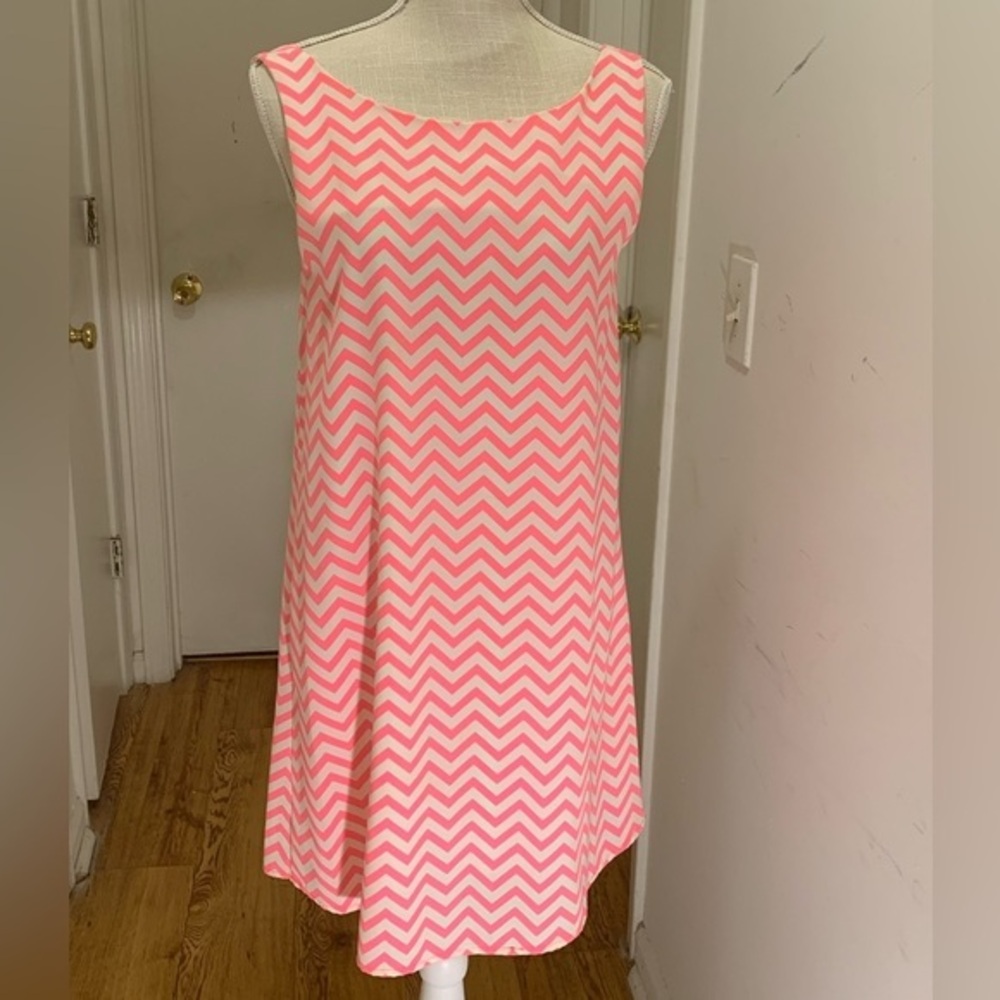 Chevron pink and white slip dress